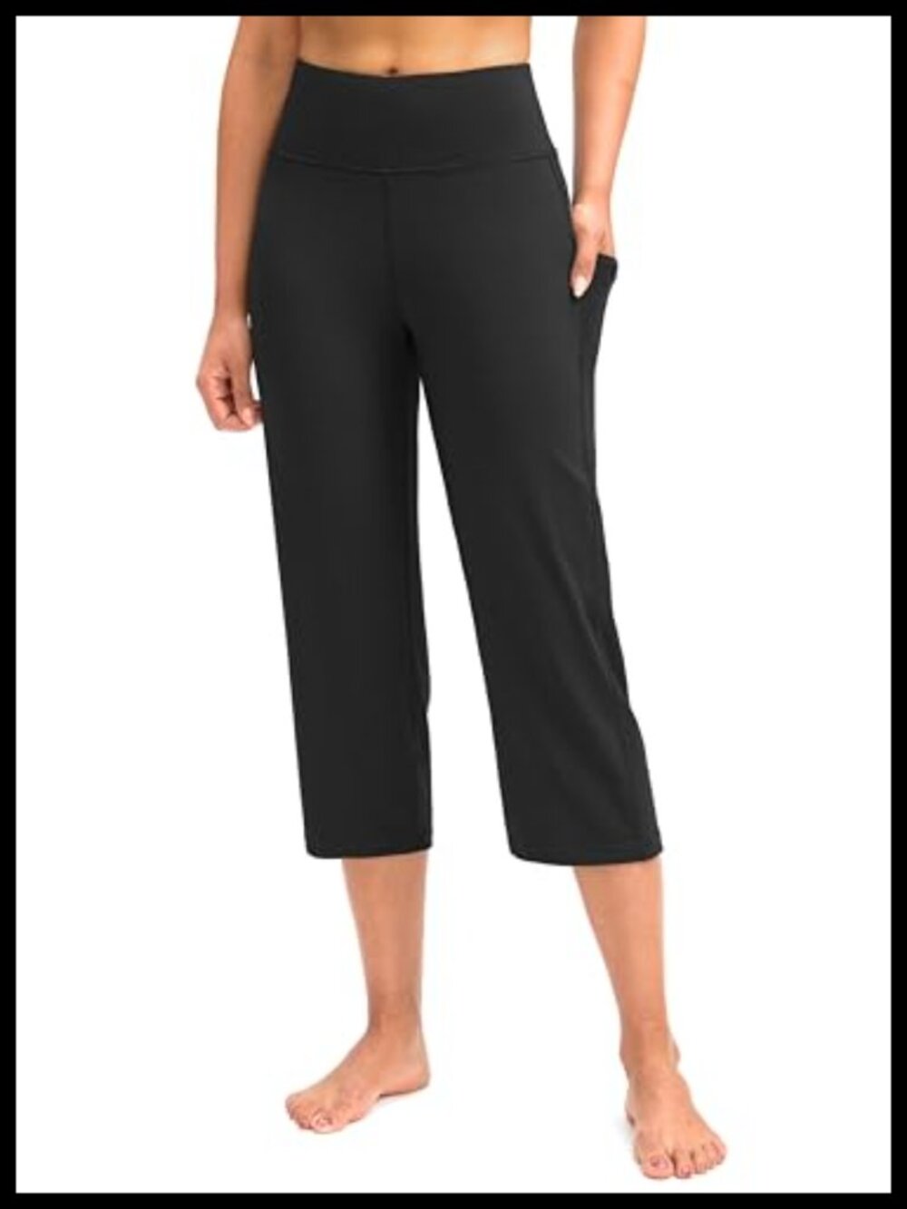 High Waist Capri Yoga Pants with Pockets Tummy Control